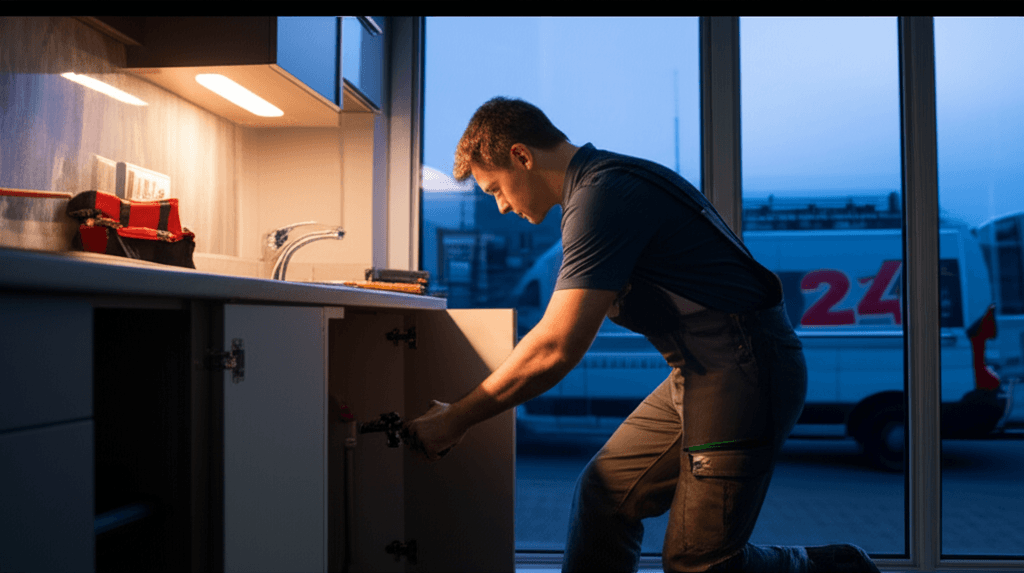 Plumber responding to an emergency call